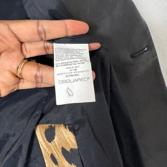 DSQUARED2 Leopard Print Calf Leather Trim Blazer - Picture 9 of 13